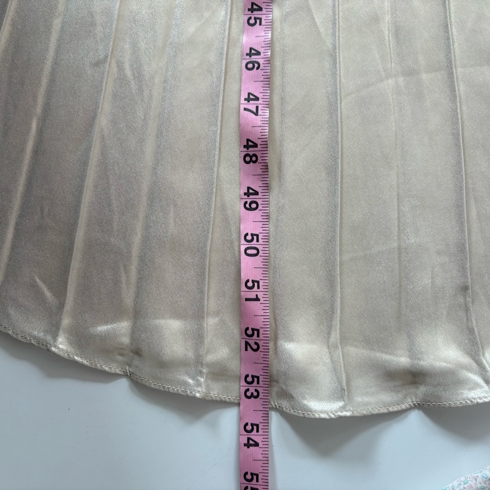Anthropologie || Pleated Twofer Sweater Dress Satin Metallic Cream Ivory‎ XS - Picture 8 of 9